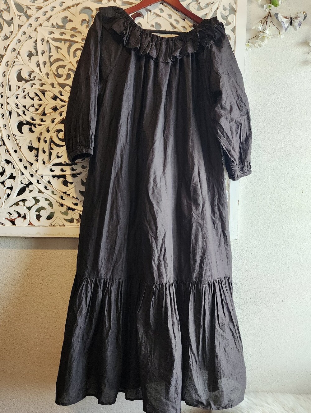 AUDREY AND JOHN WAD FRILL NECK LONG SLEEVES DRESS OVERSIZE ONE SIZE FITS ALL - Picture 4 of 15